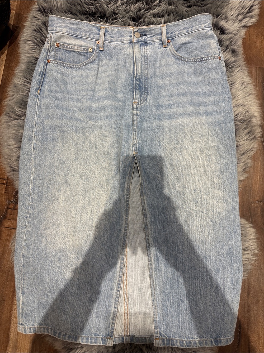 Aritzia Light Blue Straight-Leg Denim Skirt